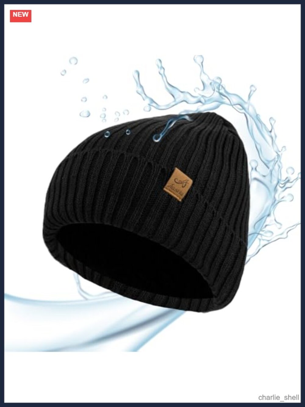 Waterproof Windproof Fleece-Lined Cuffed Beanie Winter Hat Unisex